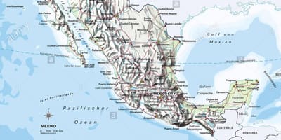 Kaart van Mexico oceaan