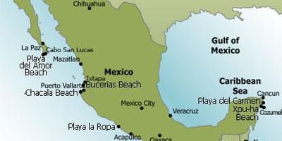 Oostkust van Mexico kaart