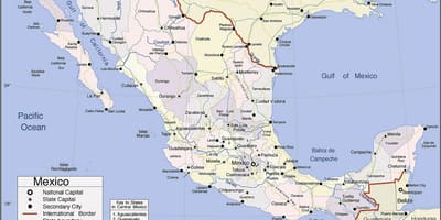 Kaart van Mexico, de stille oceaan kust resorts