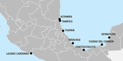 Kaart van Mexico-poorten