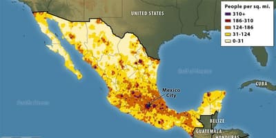 Kaart van Mexico populatieverdeling