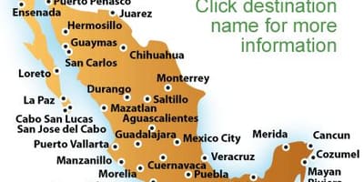Resorts in Mexico kaart