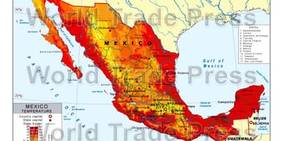 Kaart van Mexico temperatuur