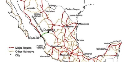 Mexicaanse tolweg kaart