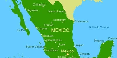 De westkust van Mexico kaart