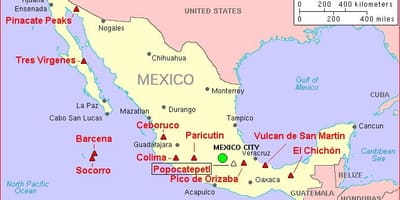 Kaart van Mexico vulkaan