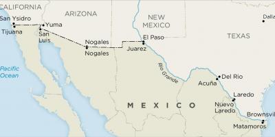 Amerikaanse en mexicaanse grens kaart