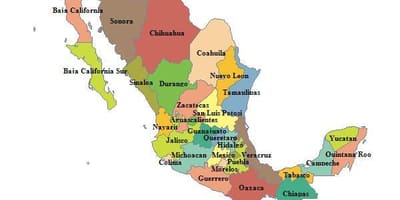 Kaart van Mexico provincies