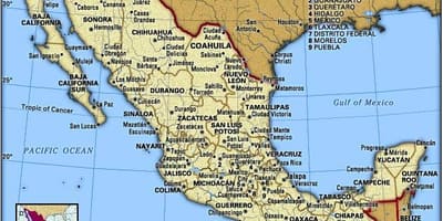Kaart van oost-Mexico