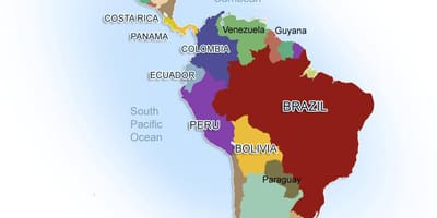 Kaart Mexico en zuid amerika