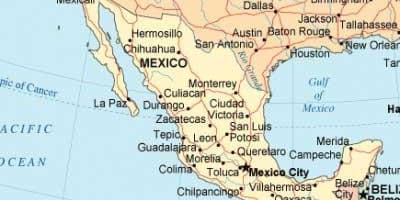 Kaart van zuid-Mexico